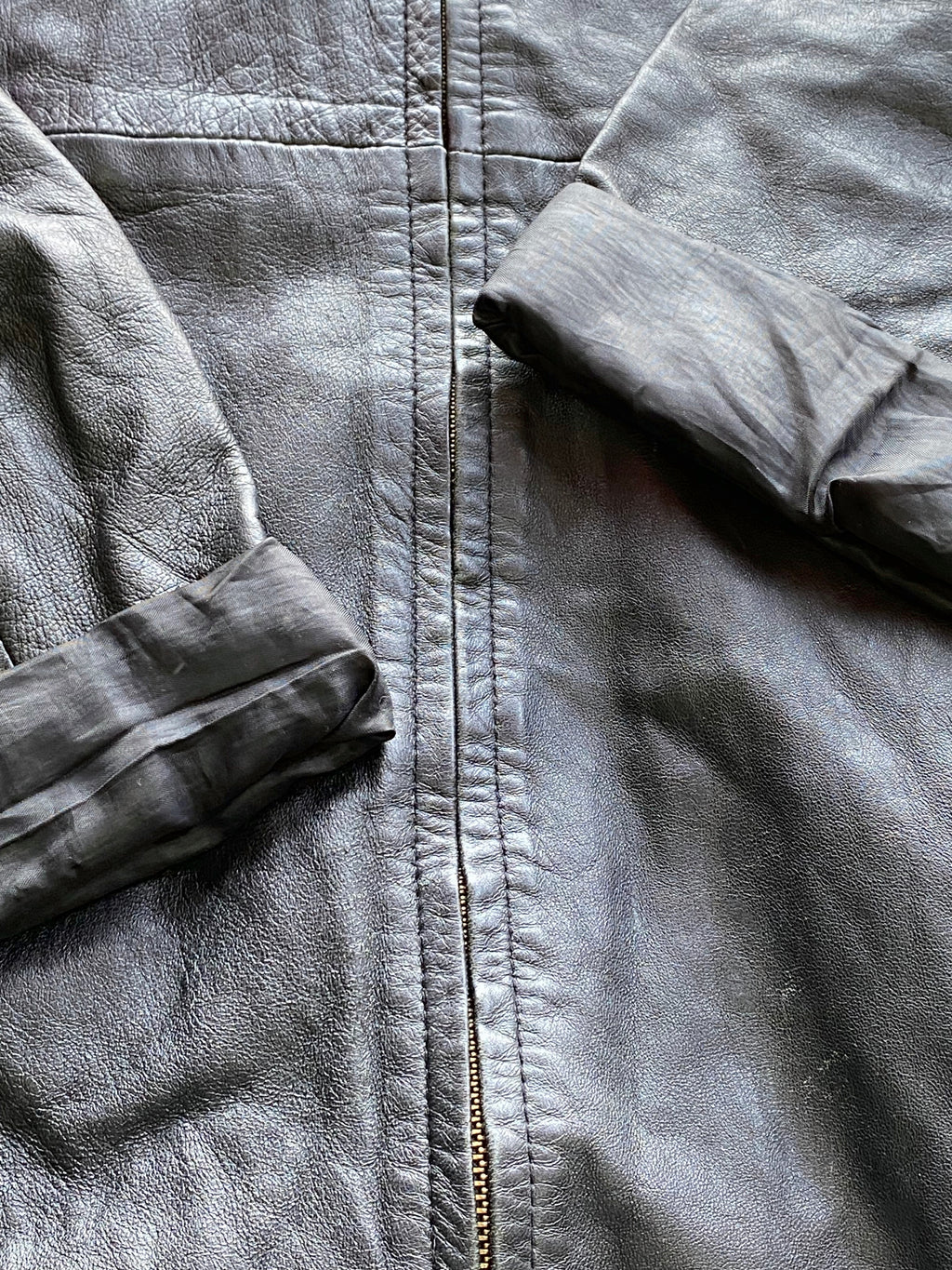 Real Leather Garments Black Longline Leather Coat — detail