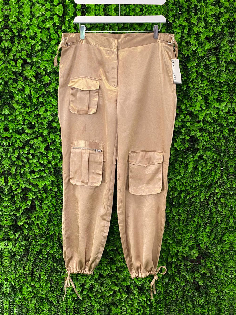 Gold Satin Cargo Pants