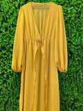 Mustard Yellow Sheer Kimono Dress