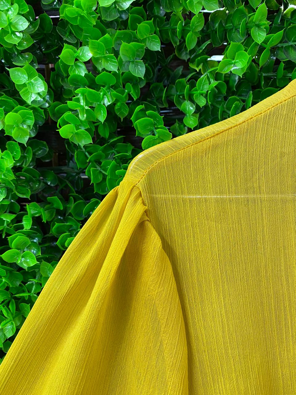 Mustard Yellow Sheer Kimono Dress