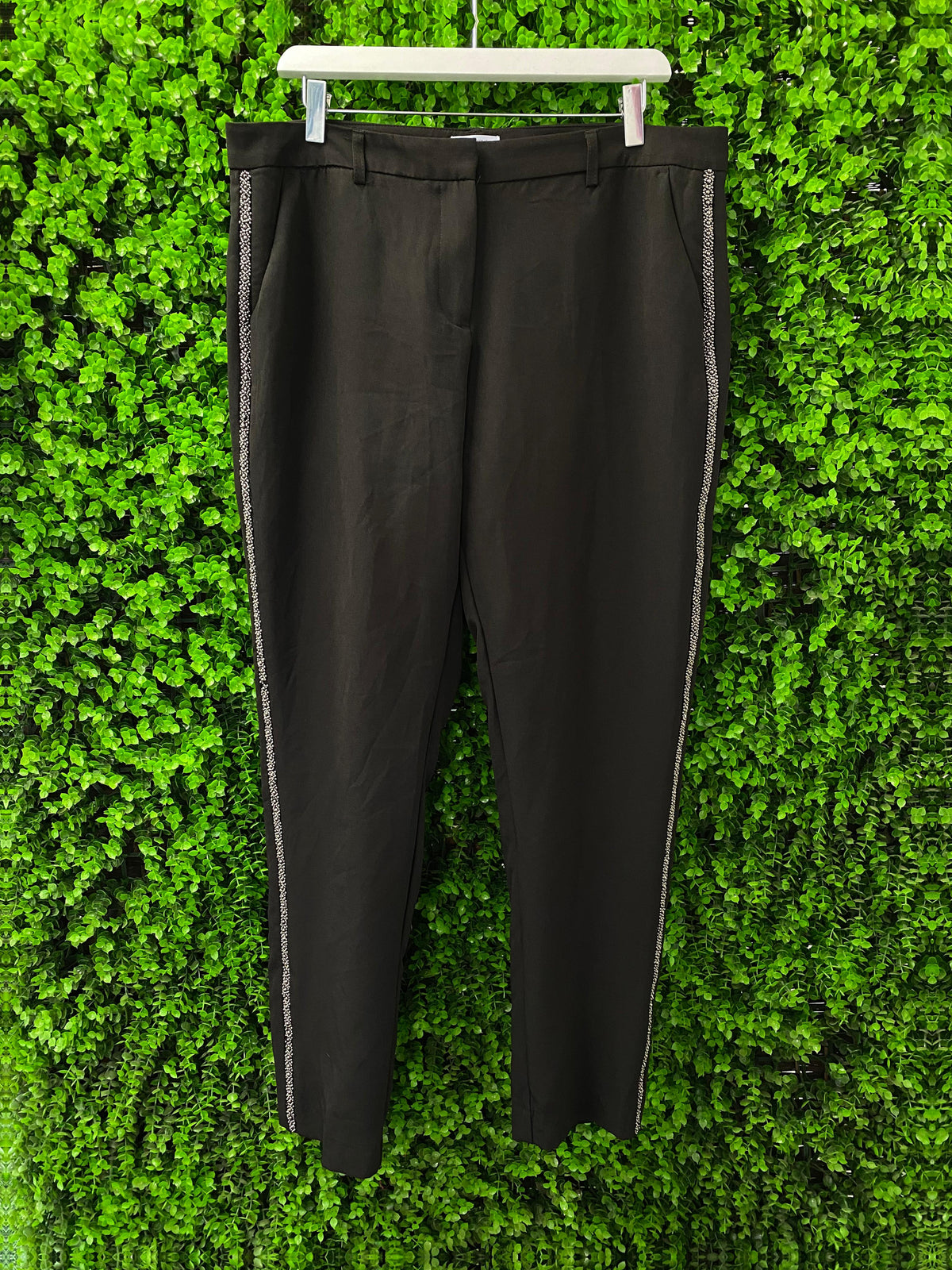 Black Embellished Side Stripe Trousers