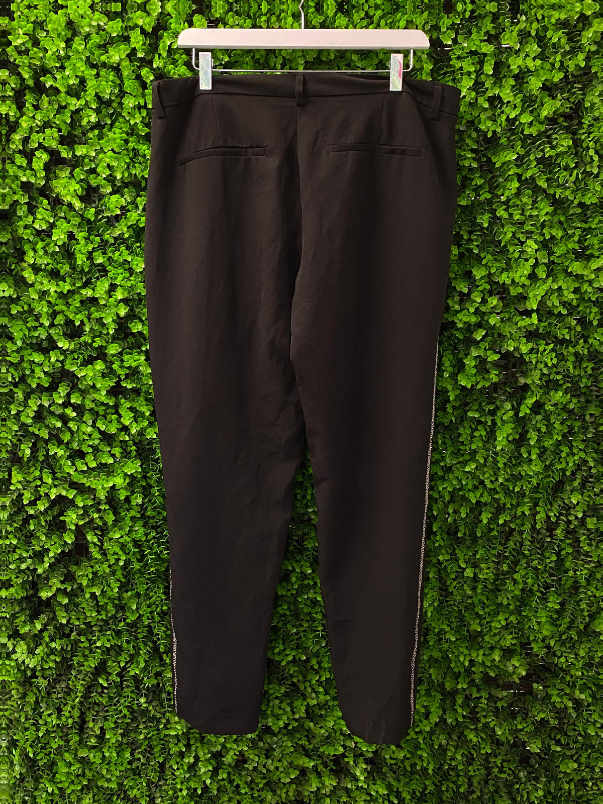 Black Embellished Side Stripe Trousers