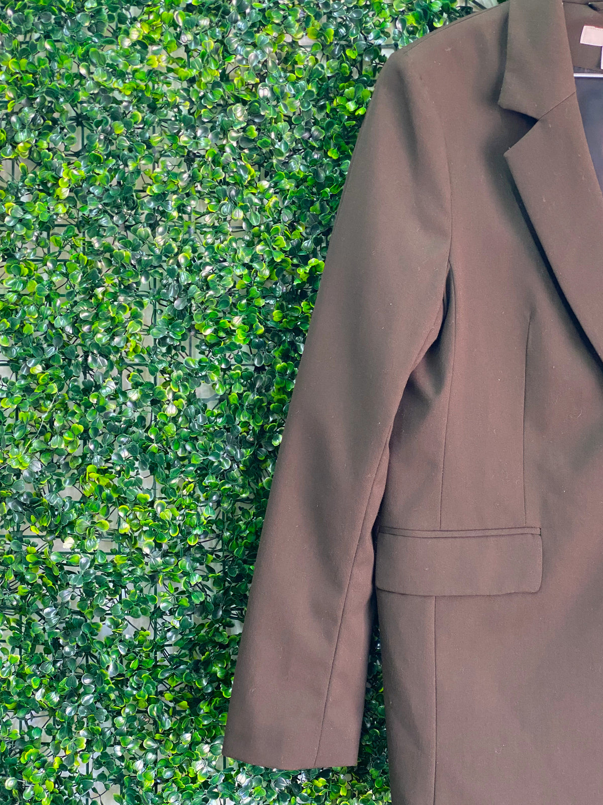 H&M Olive Brown Single-Breasted Blazer — detail