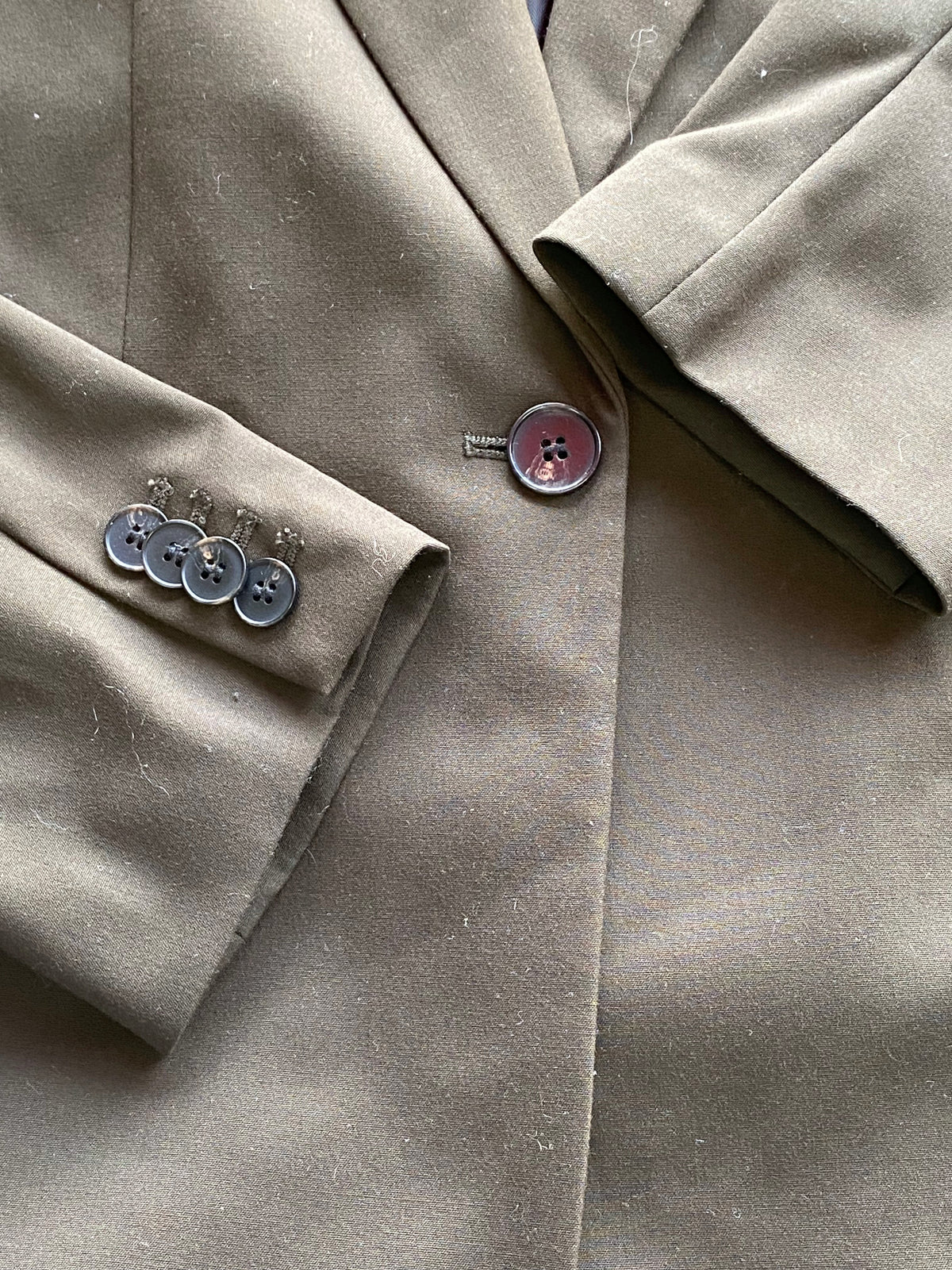H&M Olive Brown Single-Breasted Blazer — detail