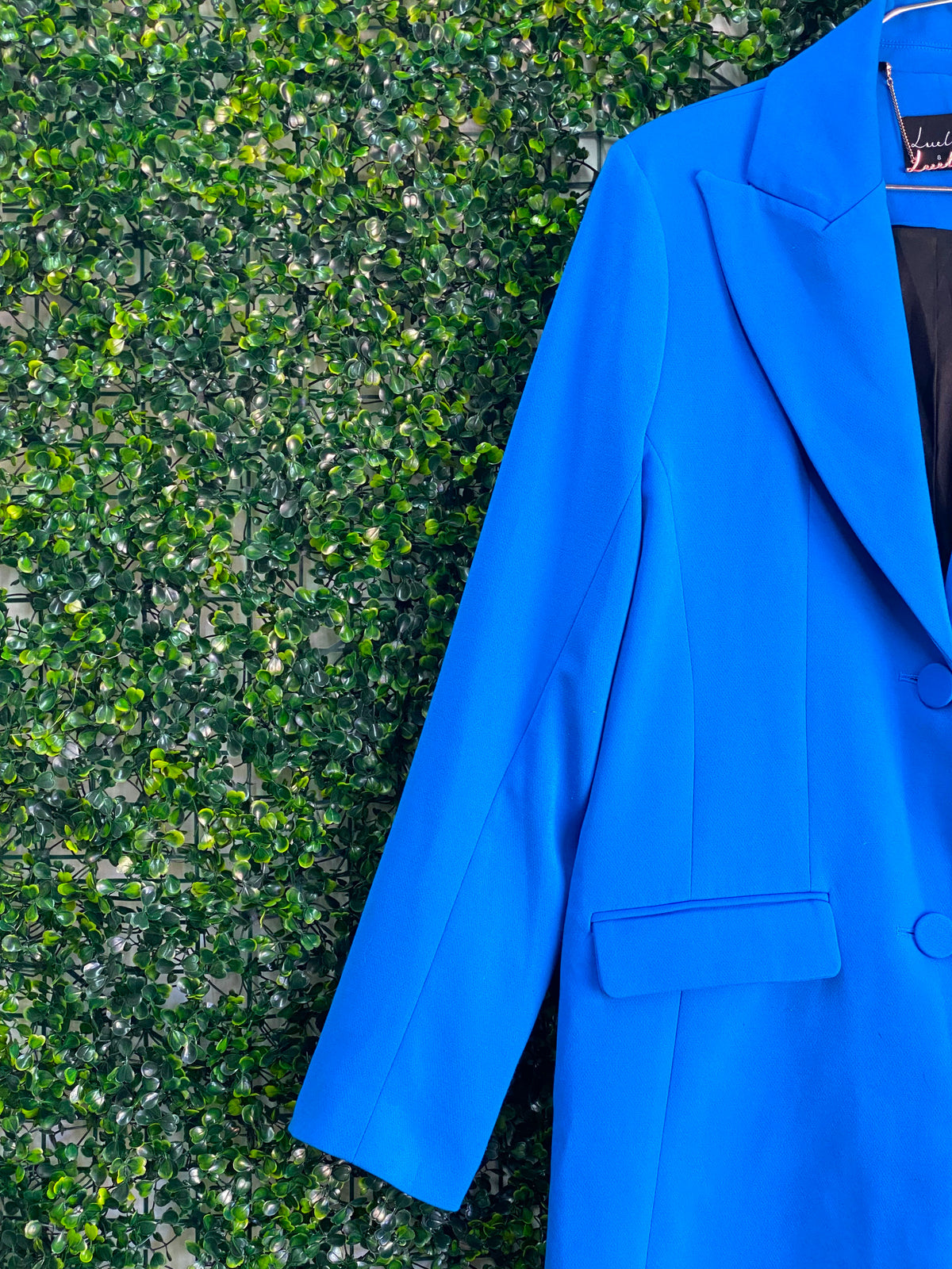Luella Liella Cobalt Blue Longline Blazer — detail