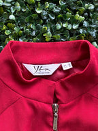YK Collection Deep Red Zip-Front Longline Coat — brand