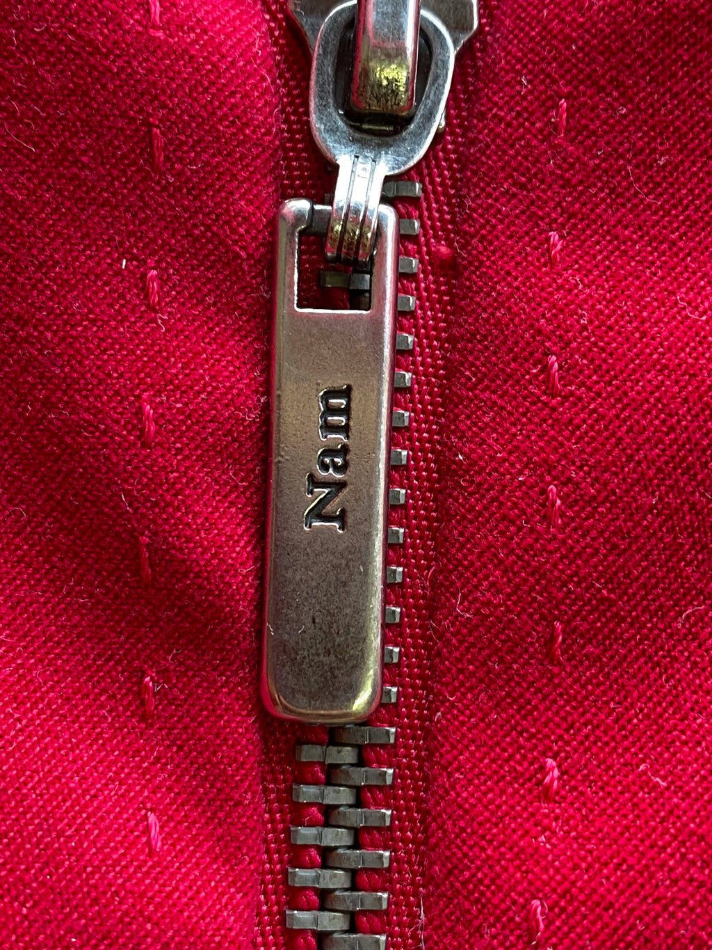 YK Collection Deep Red Zip-Front Longline Coat — detail