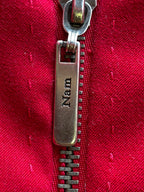 YK Collection Deep Red Zip-Front Longline Coat — detail