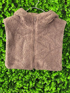 Modenao Taupe Teddy Hooded Vest
