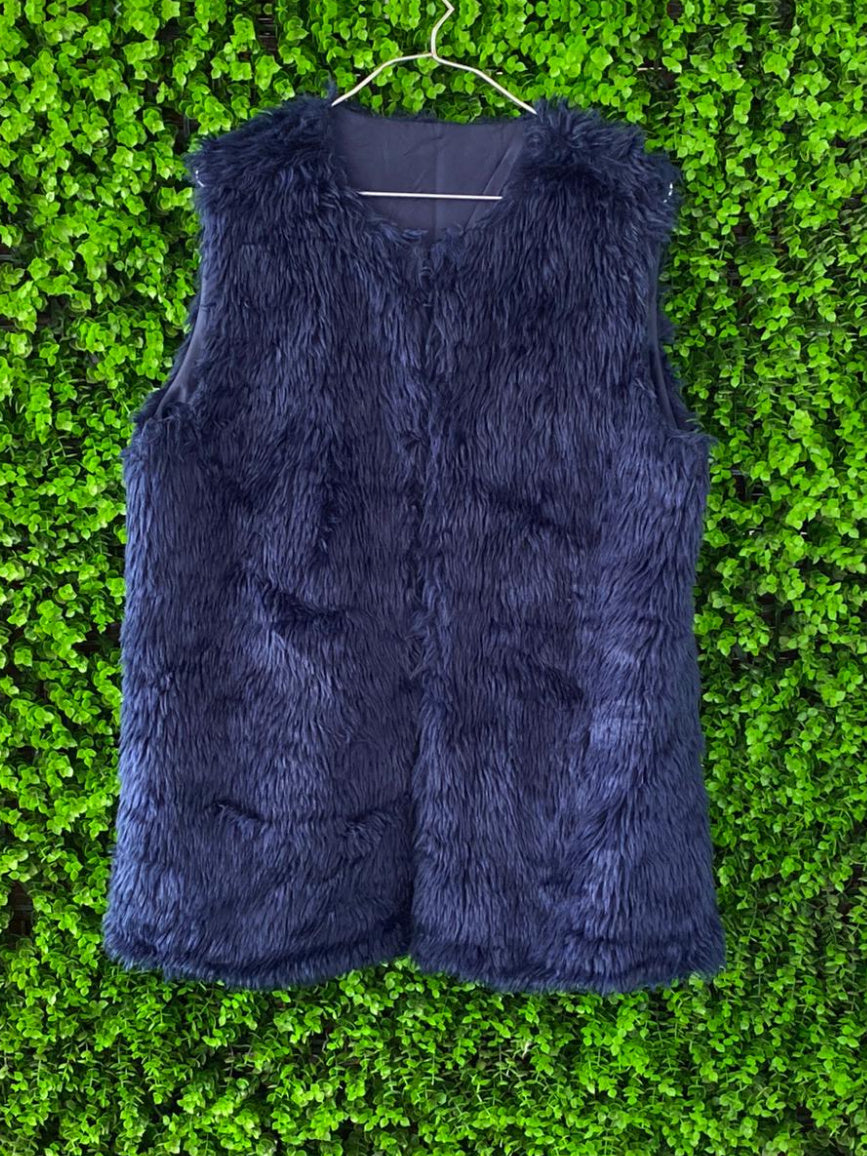 Navy Faux Fur Vest