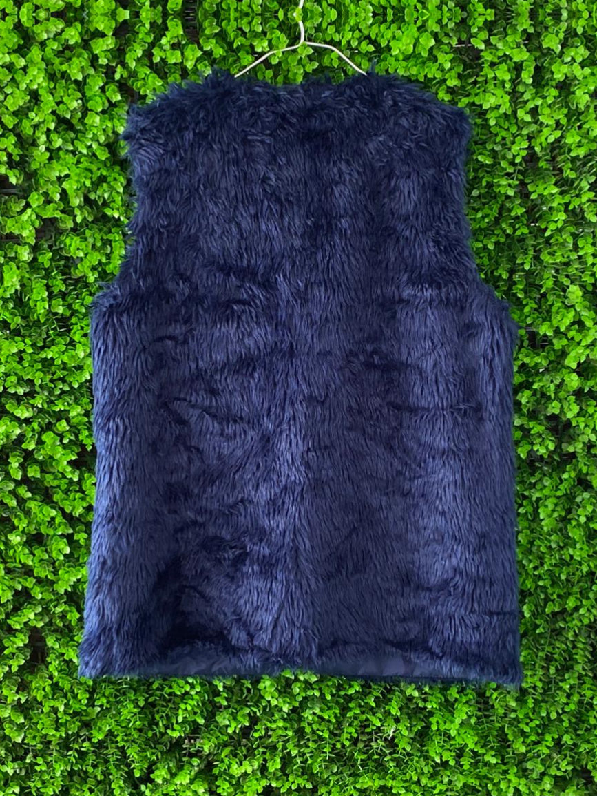 Navy Faux Fur Vest