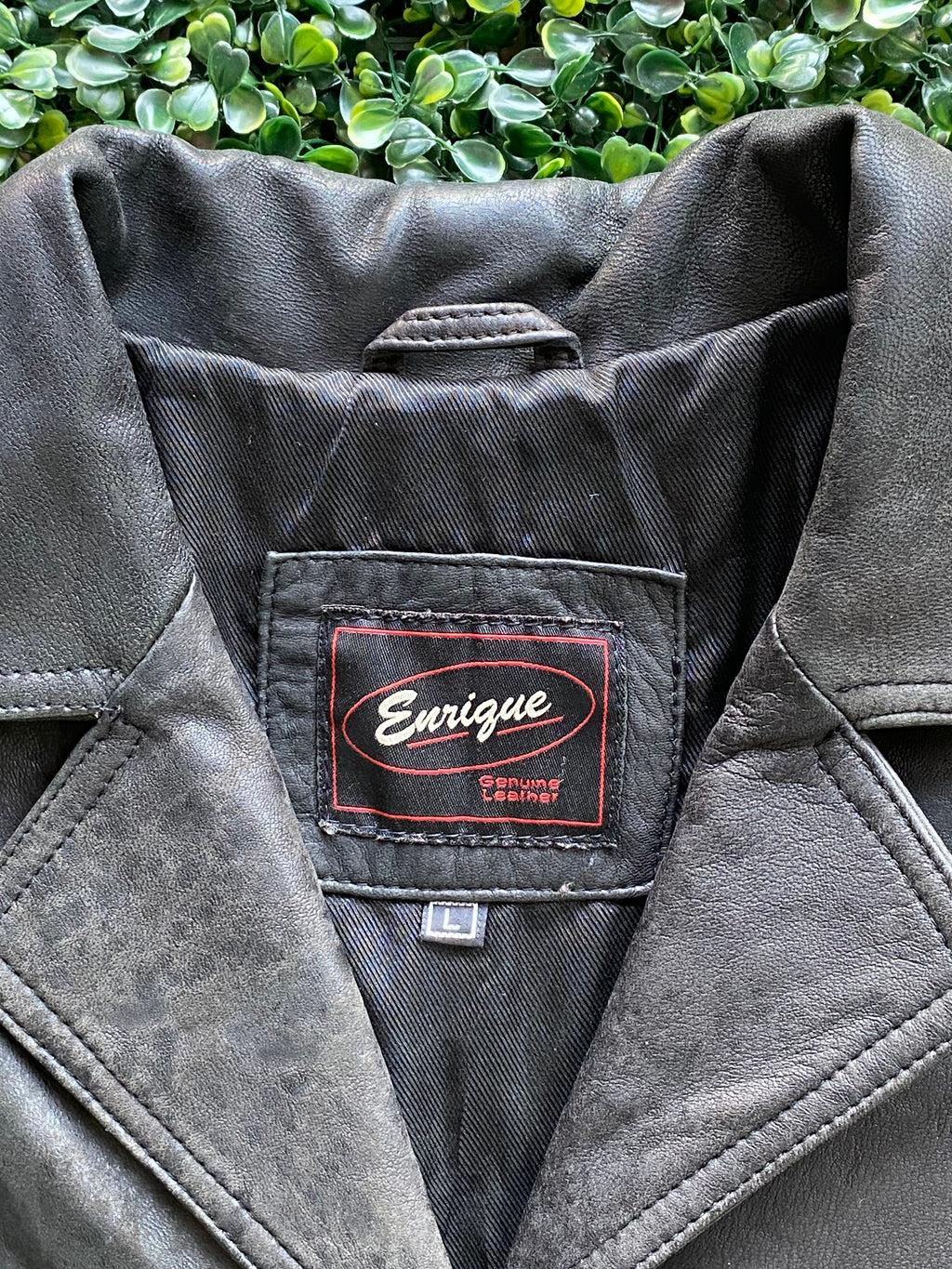 Enrique Charcoal Black Genuine Leather Blazer — brand
