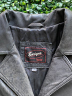 Enrique Charcoal Black Genuine Leather Blazer — brand