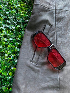 Enrique Charcoal Black Genuine Leather Blazer — detail
