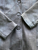 Enrique Charcoal Black Genuine Leather Blazer — detail