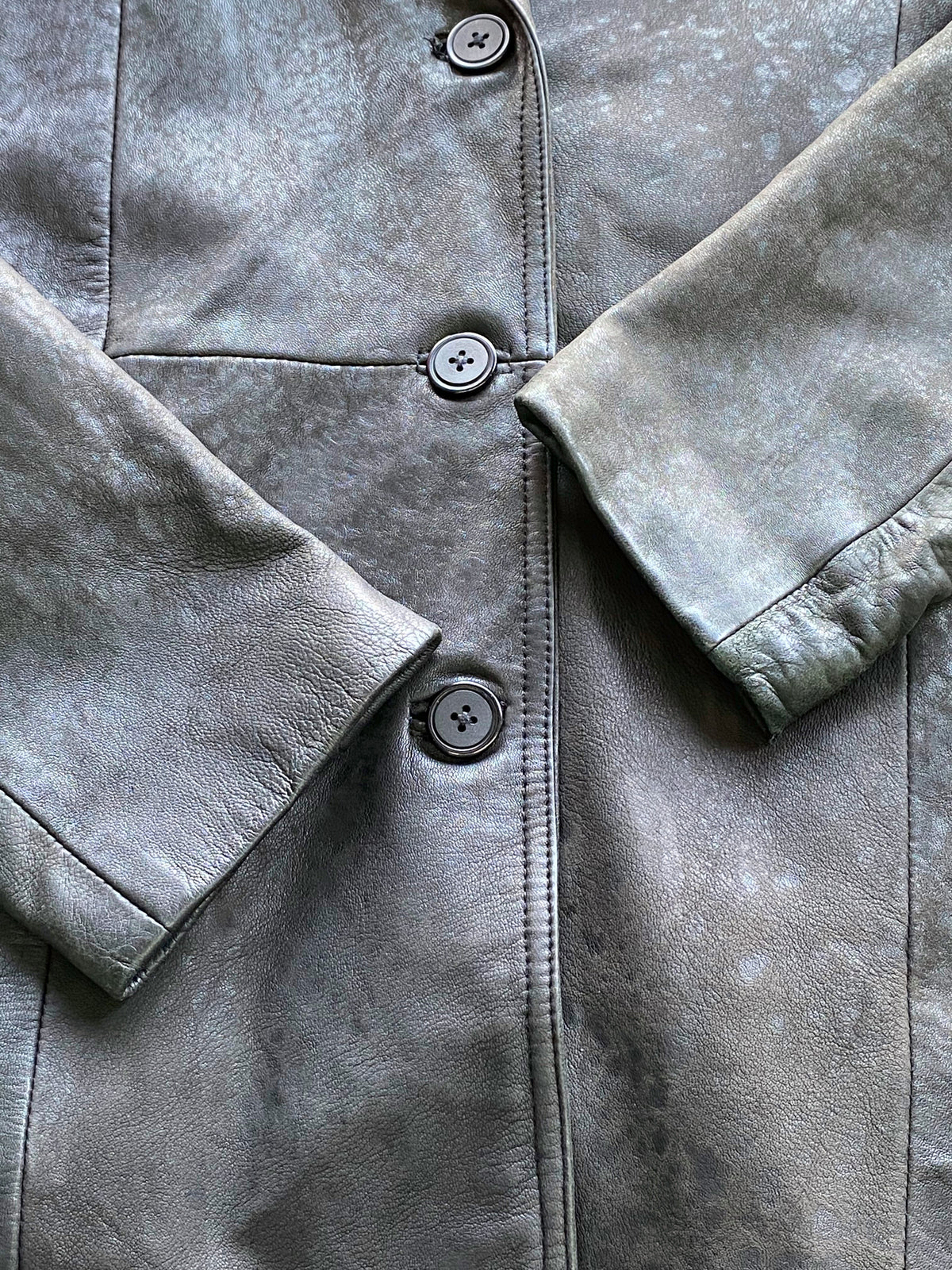 Enrique Charcoal Black Genuine Leather Blazer — detail