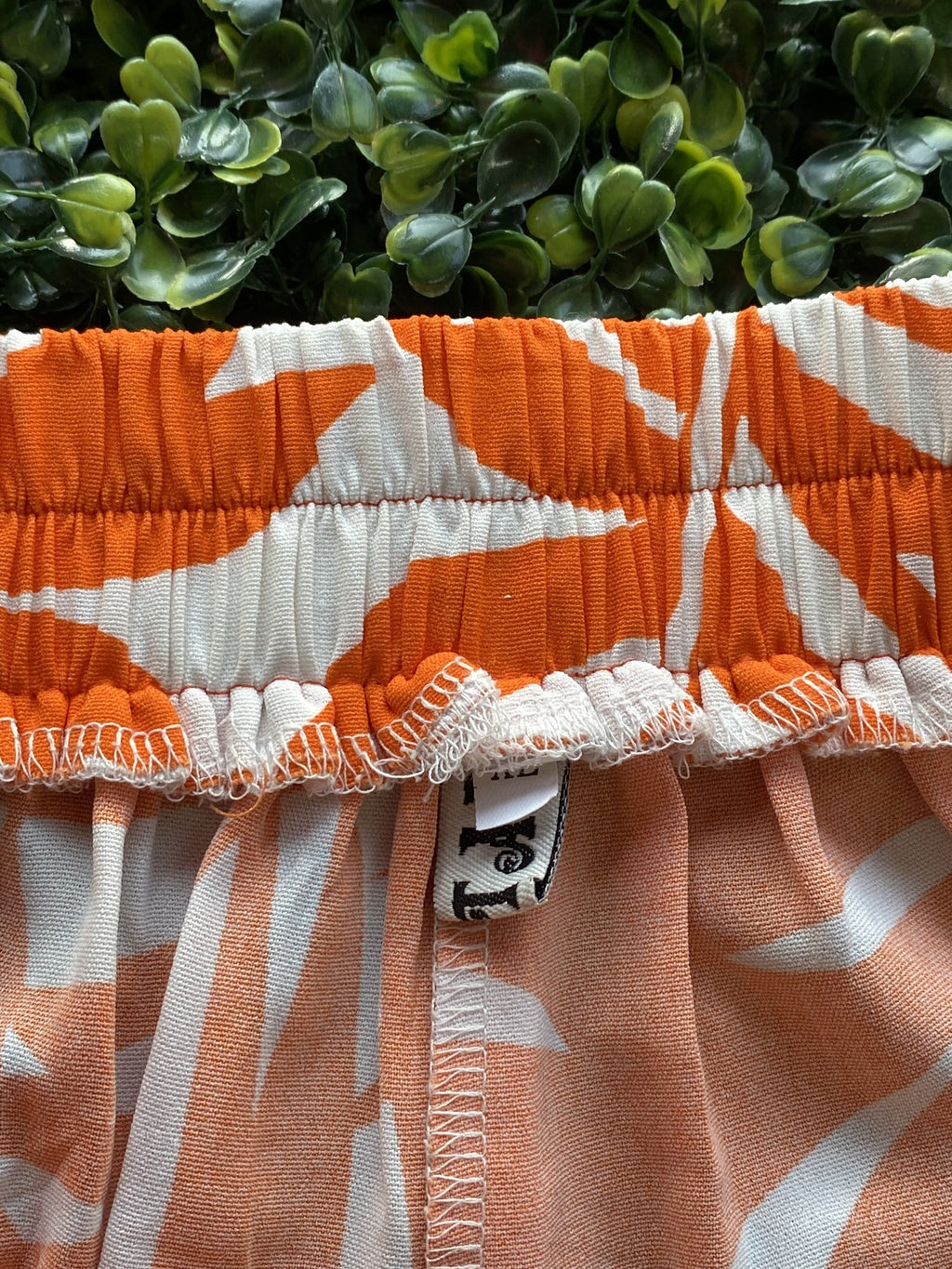 Orange & White Tropical Leaf Wide Leg Pants — brand