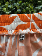 Orange & White Tropical Leaf Wide Leg Pants — brand