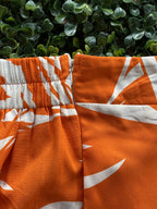 Orange & White Tropical Leaf Wide Leg Pants — detail