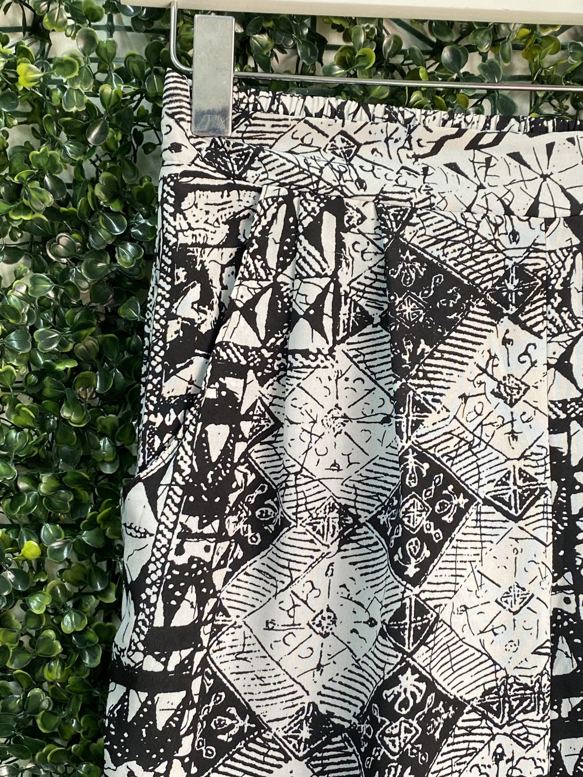 Tango Black & Cream Tribal Print Pants — detail