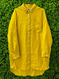 Mustard Yellow Linen-Blend Button-Up Shirt