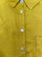 Mustard Yellow Linen-Blend Button-Up Shirt
