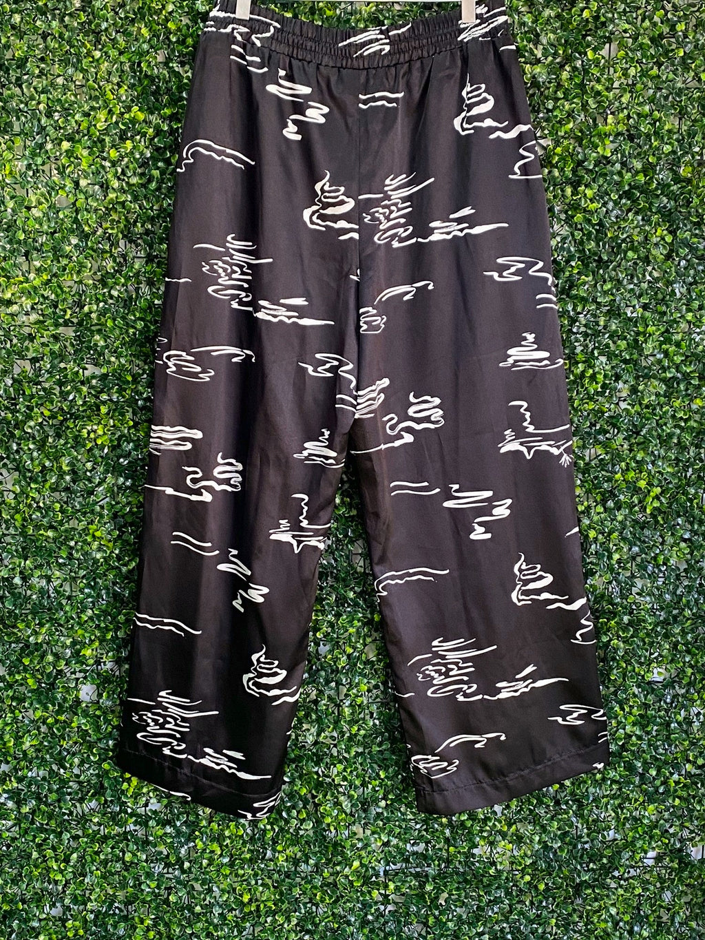 Foschini Black Abstract Print Wide-Leg Pants — back