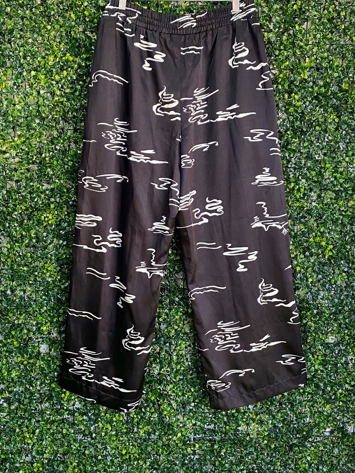 Foschini Black Abstract Print Wide-Leg Pants — back