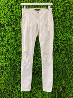 Sissy Boy White Stretch-Cotton Distressed Skinny Jeans