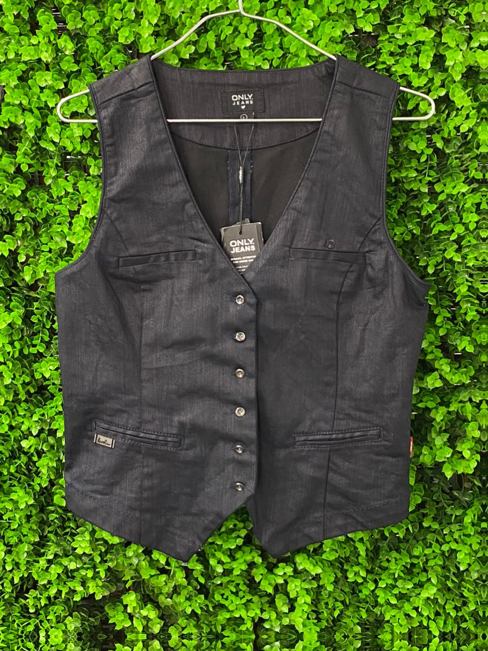 Only Jeans Black Denim Waistcoat