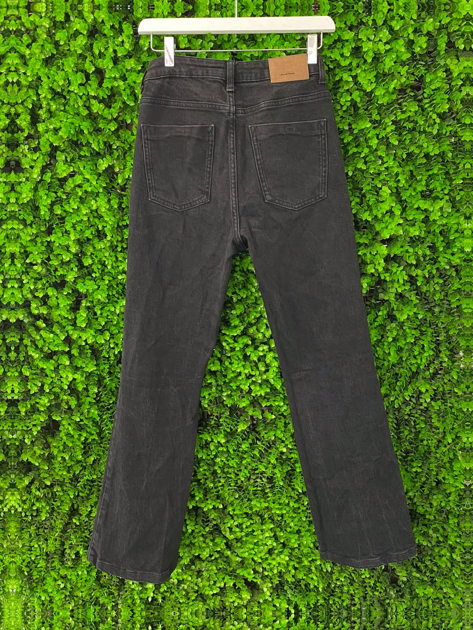Zara Washed Black Stretch Straight-Leg Jeans