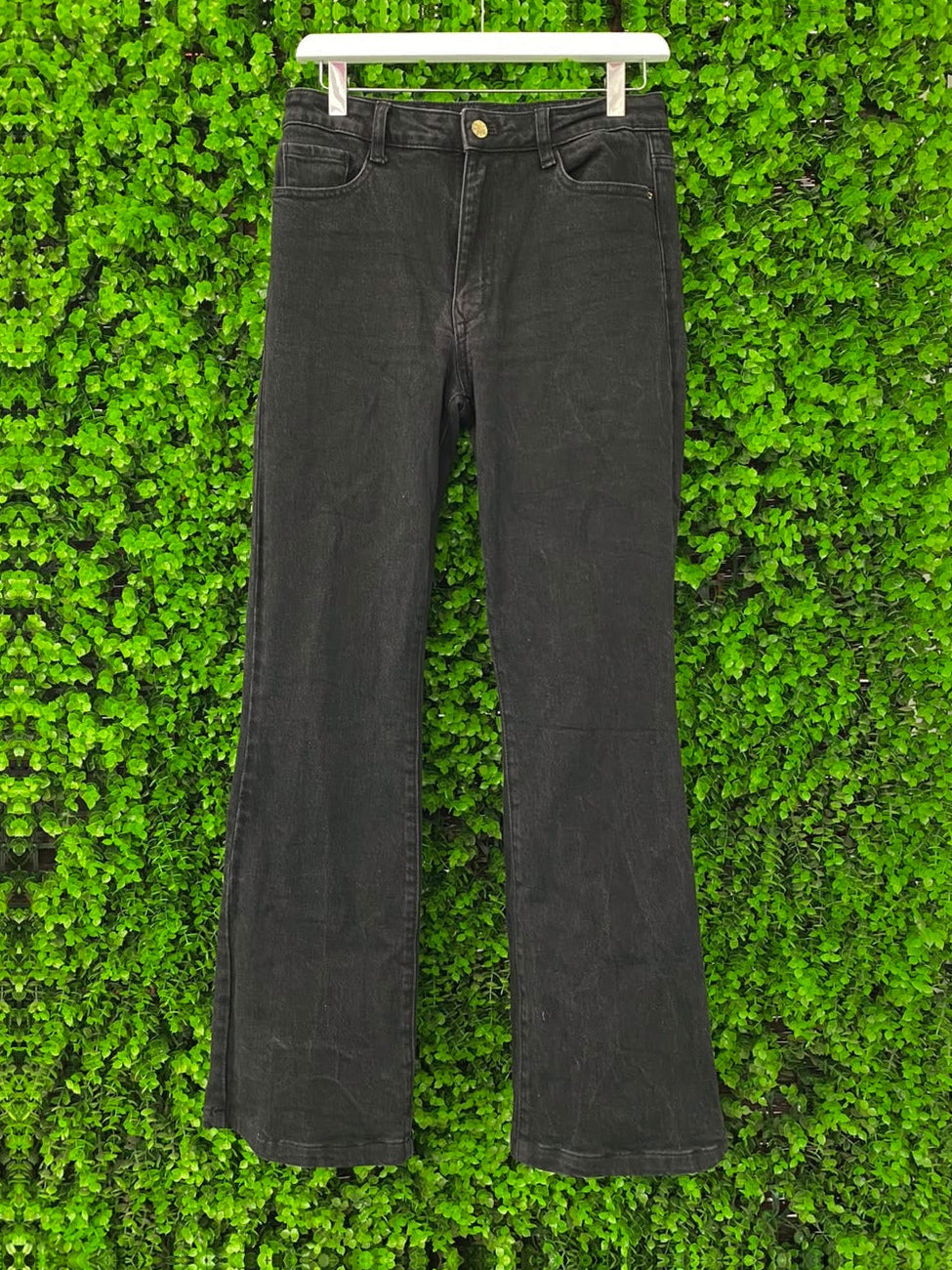 Zara Washed Black Stretch Straight-Leg Jeans
