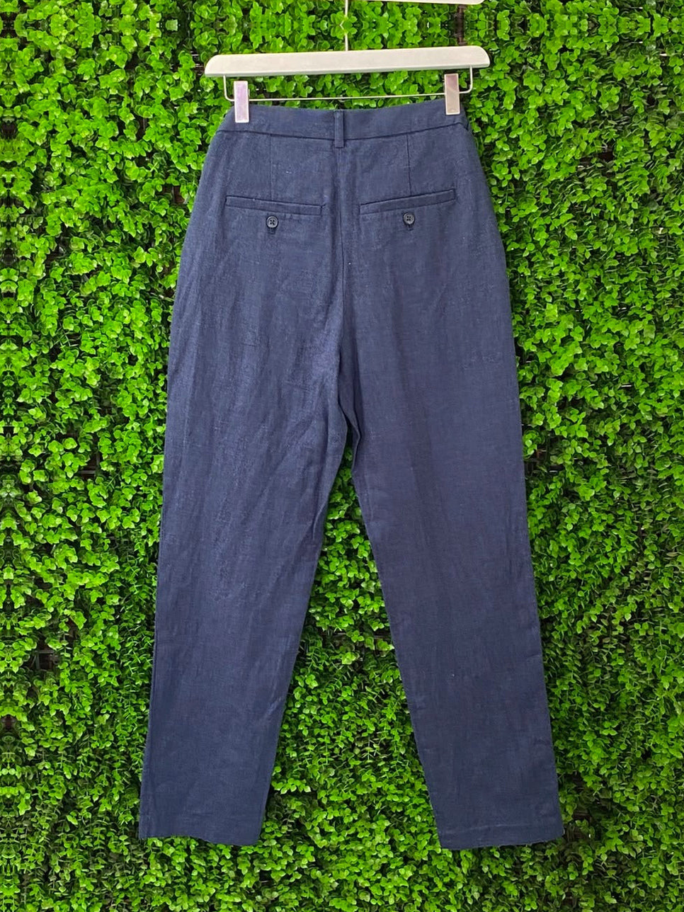 H&M Navy Cotton-Linen Slim Trousers – Teen 164