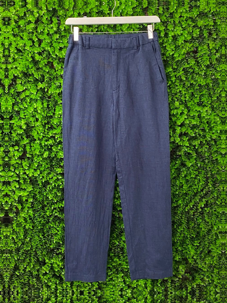 H&M Navy Cotton-Linen Slim Trousers – Teen 164