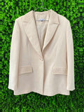 Paula Rich Cream Embellished-Shoulder Tailored Blazer