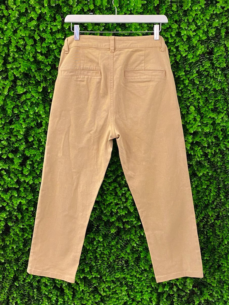 Country Road Camel Stretch Cropped Trousers