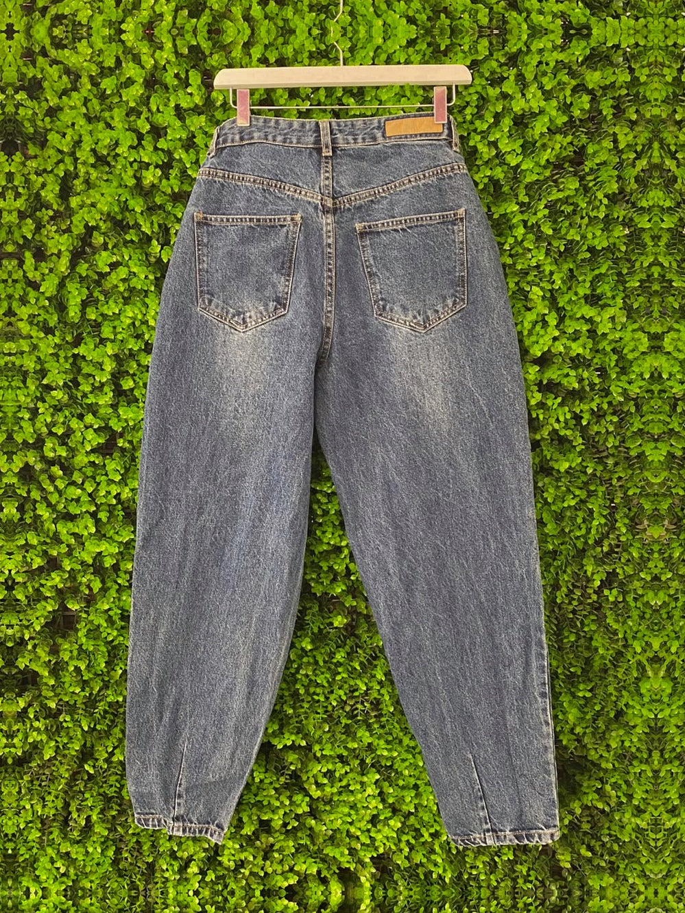 Washed Blue High-Rise Tapered Jeans