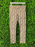 Beige Paisley Slim Trousers