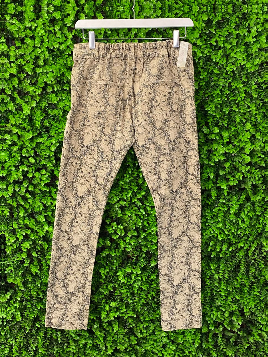 Beige Paisley Slim Trousers