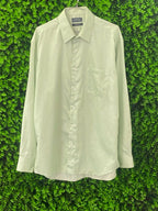 Pale Sage Satin Long-Sleeve Button-Up Shirt