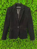 Black Velvet Single-Button Blazer