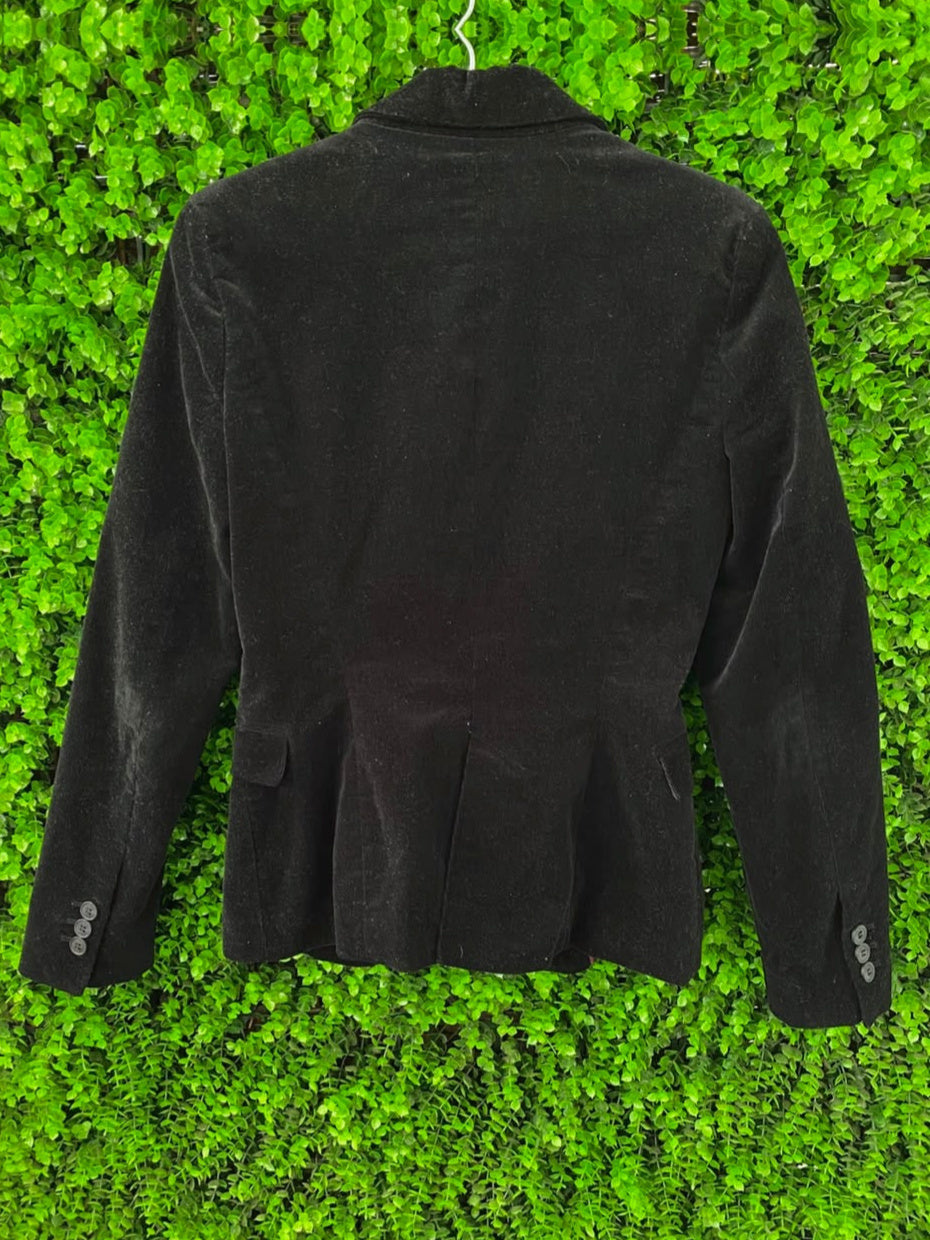Black Velvet Single-Button Blazer