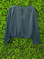 Deep Teal Satin Wrap Blouse