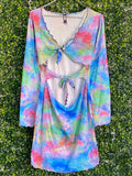 The Fix Multicolour Tie-Dye Ruched Mini Dress — front