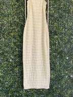 Le Couture Cream Textured Tie-Strap Maxi Dress — back