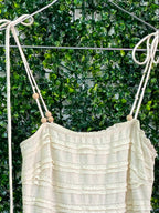 Le Couture Cream Textured Tie-Strap Maxi Dress — detail