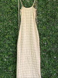 Le Couture Cream Textured Tie-Strap Maxi Dress — detail