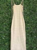 Le Couture Cream Textured Tie-Strap Maxi Dress — detail