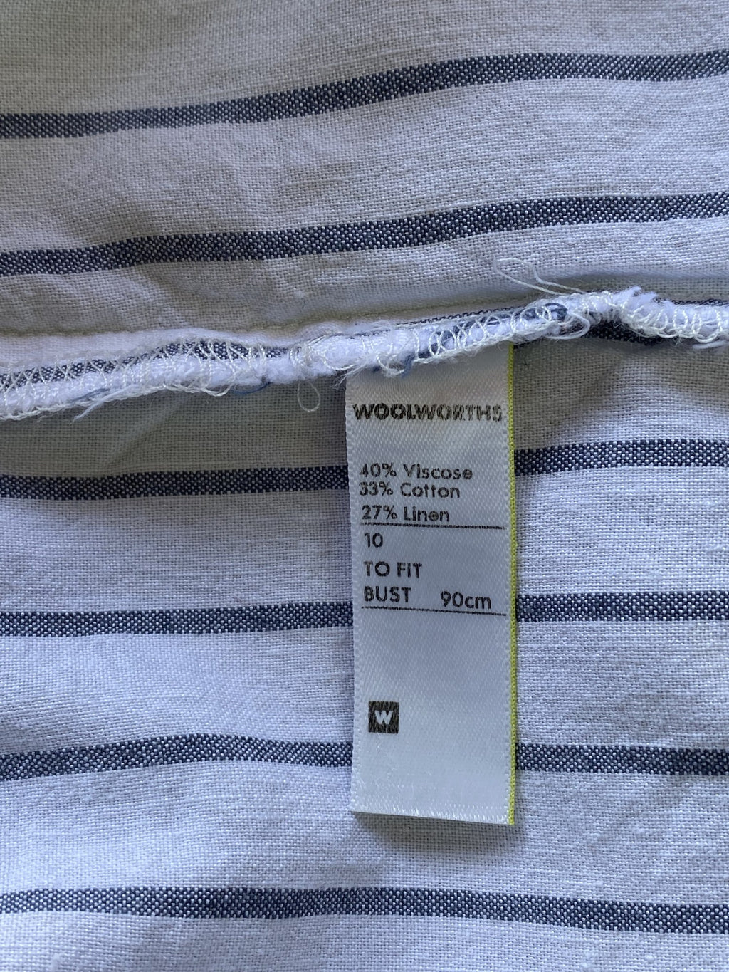 Woolworths Cream Pinstripe Shirt Dress — care