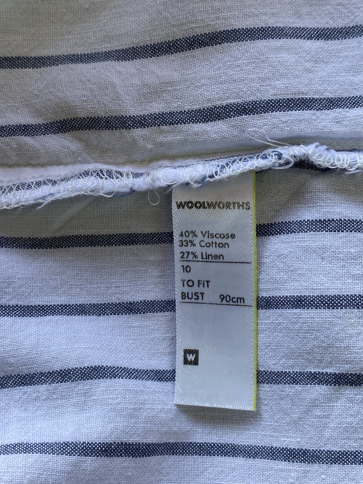 Woolworths Cream Pinstripe Shirt Dress — care